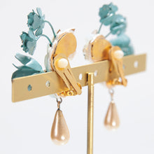 画像をギャラリービューアに読み込む, イヤリング ボヘミアングラス パール ラインストーン ローズ ブルー ホワイト 059284