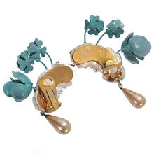 画像をギャラリービューアに読み込む, イヤリング ボヘミアングラス パール ラインストーン ローズ ブルー ホワイト 059284