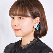 画像をギャラリービューアに読み込む, イヤリング ボヘミアングラス パール ラインストーン ローズ ブルー ホワイト 059284