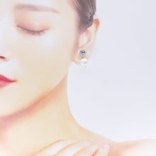 画像をギャラリービューアに読み込む, 【 松丸友紀 アナ着用】イヤリング 淡水 パール ラインストーン クリアカラー ホワイト 129340