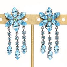 Load image into Gallery viewer, イヤリング ラインストーン ブルー フラワー 084720 メール便