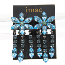 Load image into Gallery viewer, イヤリング ラインストーン ブルー フラワー 084720 メール便