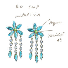 Load image into Gallery viewer, イヤリング ラインストーン ブルー フラワー 084720 メール便