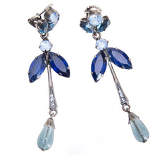 Load image into Gallery viewer, イヤリング ボヘミアングラス ラインストーン ブルー ロング 087462 メール便