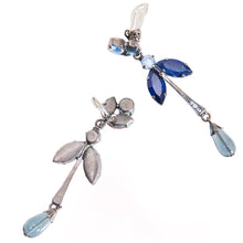 Load image into Gallery viewer, イヤリング ボヘミアングラス ラインストーン ブルー ロング 087462 メール便