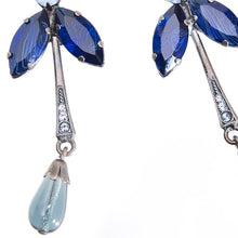 Load image into Gallery viewer, イヤリング ボヘミアングラス ラインストーン ブルー ロング 087462 メール便