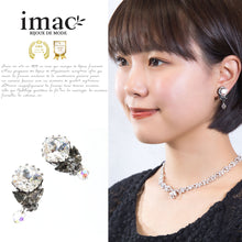 Load image into Gallery viewer, イヤリング ラインストーン クリアカラー グレー 087917