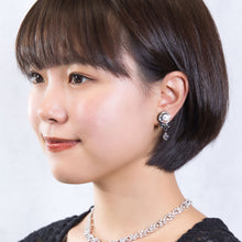 Load image into Gallery viewer, イヤリング ラインストーン クリアカラー グレー 087917