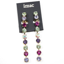 画像をギャラリービューアに読み込む, イヤリング ラインストーン グリーン パープル ピンク オーロラカラー ロング er089416