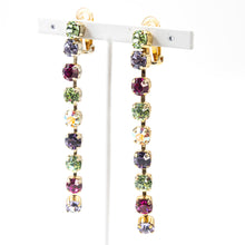 画像をギャラリービューアに読み込む, イヤリング ラインストーン グリーン パープル ピンク オーロラカラー ロング er089416