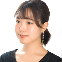 画像をギャラリービューアに読み込む, イヤリング ラインストーン グリーン パープル ピンク オーロラカラー ロング er089416