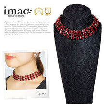 画像をギャラリービューアに読み込む, チョーカー ネックレス ラインストーン レッド 3連 089610