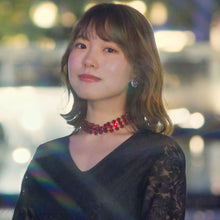 画像をギャラリービューアに読み込む, チョーカー ネックレス ラインストーン レッド 3連 089610