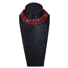 画像をギャラリービューアに読み込む, チョーカー ネックレス ラインストーン レッド 3連 089610