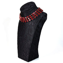 画像をギャラリービューアに読み込む, チョーカー ネックレス ラインストーン レッド 3連 089610