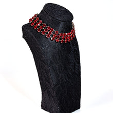 画像をギャラリービューアに読み込む, チョーカー ネックレス ラインストーン レッド 3連 089610