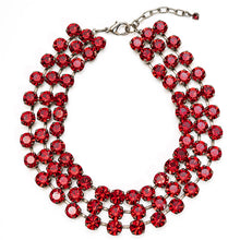 画像をギャラリービューアに読み込む, チョーカー ネックレス ラインストーン レッド 3連 089610