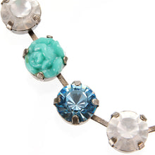 画像をギャラリービューアに読み込む, ネックレス ボヘミアングラス ラインストーン ブルー ローズ 089725