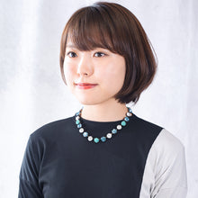 画像をギャラリービューアに読み込む, ネックレス ボヘミアングラス ラインストーン ブルー ローズ 089725