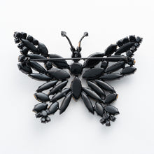 画像をギャラリービューアに読み込む, ブローチ ラインストーン ブラック バタフライ 092525