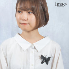 画像をギャラリービューアに読み込む, ブローチ ラインストーン ブラック バタフライ 092525