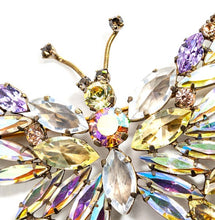 画像をギャラリービューアに読み込む, ブローチ ラインストーン パステル イエロー バタフライ 092526