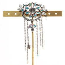 画像をギャラリービューアに読み込む, ブローチ ラインストーン クリアカラー オーロラカラー ブルー イエロー グリーン チェーン