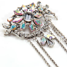 画像をギャラリービューアに読み込む, ブローチ ラインストーン クリアカラー オーロラカラー ブルー イエロー グリーン チェーン