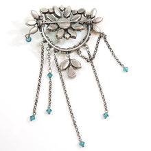 画像をギャラリービューアに読み込む, ブローチ ラインストーン クリアカラー オーロラカラー ブルー イエロー グリーン チェーン