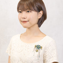 画像をギャラリービューアに読み込む, ブローチ ラインストーン クリアカラー オーロラカラー ブルー イエロー グリーン チェーン