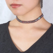 Load image into Gallery viewer, チョーカー ネックレス ラインストーン レッド オーロラ ショート 31cm 099444