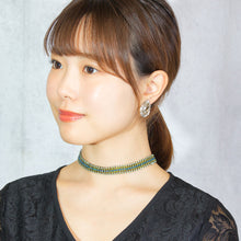 画像をギャラリービューアに読み込む, ネックレス チョーカー ラインストーン グリーン ブルー 099456