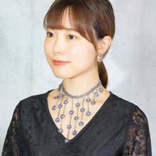 画像をギャラリービューアに読み込む, ネックレス ラインストーン パープル グリーン フラワー 099473