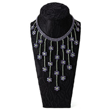 画像をギャラリービューアに読み込む, ネックレス ラインストーン パープル グリーン フラワー 099473