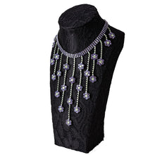 画像をギャラリービューアに読み込む, ネックレス ラインストーン パープル グリーン フラワー 099473