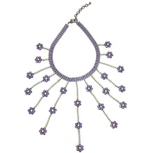 画像をギャラリービューアに読み込む, ネックレス ラインストーン パープル グリーン フラワー 099473