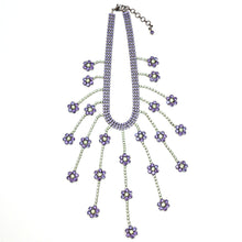 画像をギャラリービューアに読み込む, ネックレス ラインストーン パープル グリーン フラワー 099473