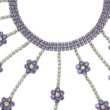 画像をギャラリービューアに読み込む, ネックレス ラインストーン パープル グリーン フラワー 099473