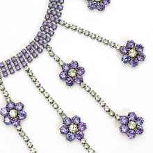 画像をギャラリービューアに読み込む, ネックレス ラインストーン パープル グリーン フラワー 099473