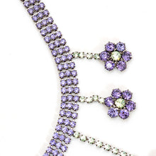 画像をギャラリービューアに読み込む, ネックレス ラインストーン パープル グリーン フラワー 099473