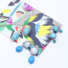 Load image into Gallery viewer, イヤリング ターコイズ クォーツ 天然石 ブルー ホワイト 150998