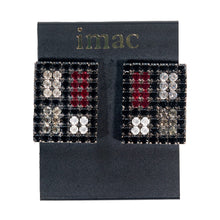 Load image into Gallery viewer, イヤリング ラインストーン ブラック レッド クリアカラー グレー スクエア 104701