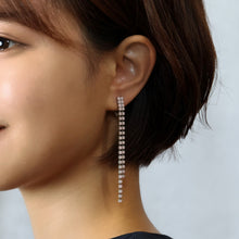 画像をギャラリービューアに読み込む, イヤリング ラインストーン パステル ピンク ロング 123125