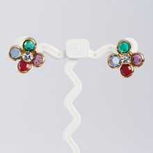 画像をギャラリービューアに読み込む, ピアス ラインストーン グリーン ブルー レッド パープル クリアカラー フラワー 123561