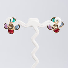 画像をギャラリービューアに読み込む, ピアス ラインストーン グリーン ブルー レッド パープル クリアカラー フラワー 123561