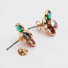 画像をギャラリービューアに読み込む, ピアス ラインストーン グリーン ブルー レッド パープル クリアカラー フラワー 123561