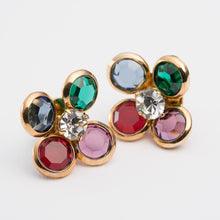 画像をギャラリービューアに読み込む, ピアス ラインストーン グリーン ブルー レッド パープル クリアカラー フラワー 123561