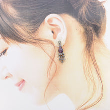 画像をギャラリービューアに読み込む, ピアス ラインストーン パープル クリアカラー  124727