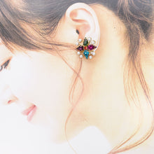 画像をギャラリービューアに読み込む, ピアス ラインストーン ブルー グリーン パープル ピンク オレンジ フラワー 124730