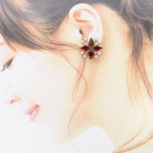 画像をギャラリービューアに読み込む, ピアス ラインストーン レッド グリーン パール ホワイト フラワー 124732